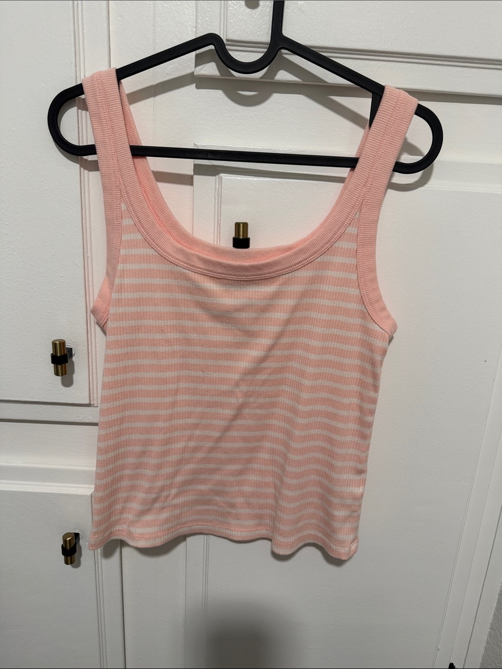 Pink Striped Ribbed Tank Top